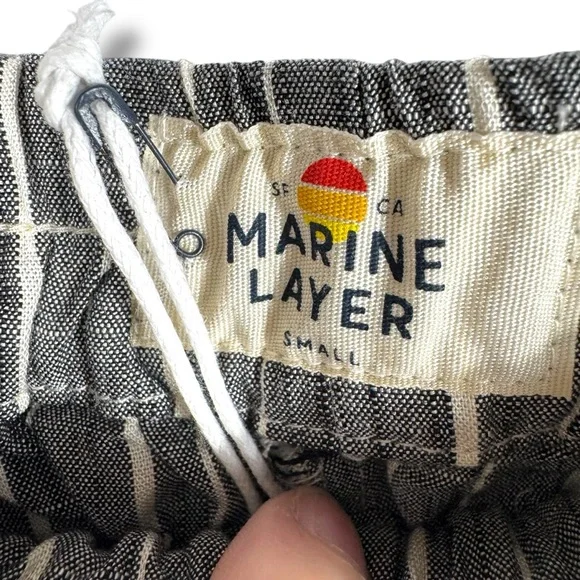 Marine Layer Allison Pants Dolphin Hem, Black/White Stripe, Size Small - Picture 7 of 13